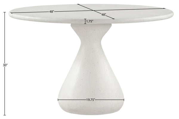 Meridian Furniture Sano Round Concrete Pedestal Dining Table Art Deco Sculptural Base Indoor Outdoor Use Cream 48 inches 77041Cream-DT48