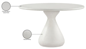 Meridian Furniture Sano Round Concrete Pedestal Dining Table Art Deco Sculptural Base Indoor Outdoor Use Cream 48 inches 77041Cream-DT48