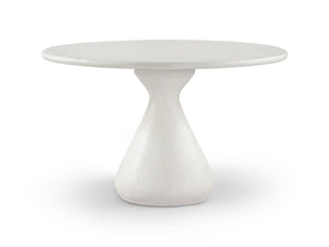 Meridian Furniture Sano Round Concrete Pedestal Dining Table Art Deco Sculptural Base Indoor Outdoor Use Cream 48 inches 77041Cream-DT48