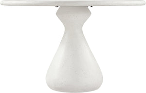 Meridian Furniture Sano Round Concrete Pedestal Dining Table Art Deco Sculptural Base Indoor Outdoor Use Cream 48 inches 77041Cream-DT48