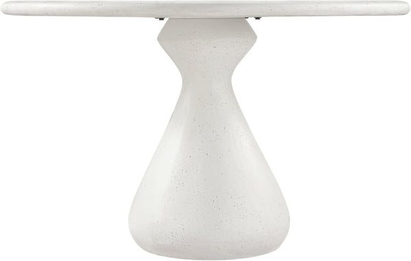 Meridian Furniture Sano Round Concrete Pedestal Dining Table Art Deco Sculptural Base Indoor Outdoor Use Cream 48 inches 77041Cream-DT48