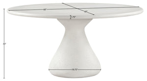 Meridian Furniture Sano Round Concrete Pedestal Dining Table Art Deco Sculptural Base Indoor Outdoor Use Cream 60 inches 77041Cream-DT60