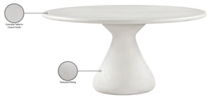 Meridian Furniture Sano Round Concrete Pedestal Dining Table Art Deco Sculptural Base Indoor Outdoor Use Cream 60 inches 77041Cream-DT60