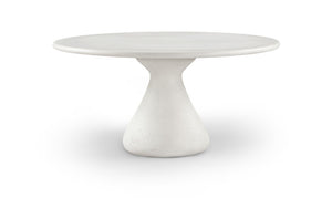 Meridian Furniture Sano Round Concrete Pedestal Dining Table Art Deco Sculptural Base Indoor Outdoor Use Cream 60 inches 77041Cream-DT60