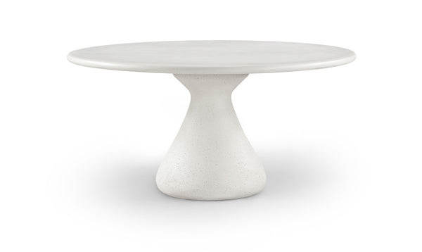 Meridian Furniture Sano Round Concrete Pedestal Dining Table Art Deco Sculptural Base Indoor Outdoor Use Cream 60 inches 77041Cream-DT60
