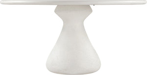 Meridian Furniture Sano Round Concrete Pedestal Dining Table Art Deco Sculptural Base Indoor Outdoor Use Cream 60 inches 77041Cream-DT60