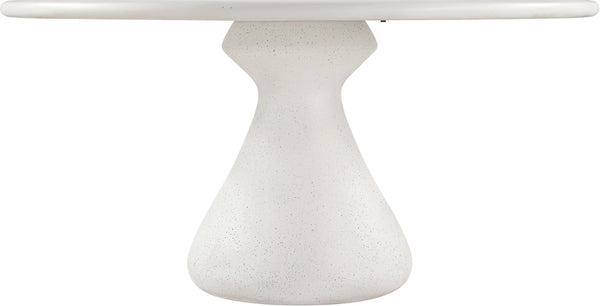 Meridian Furniture Sano Round Concrete Pedestal Dining Table Art Deco Sculptural Base Indoor Outdoor Use Cream 60 inches 77041Cream-DT60