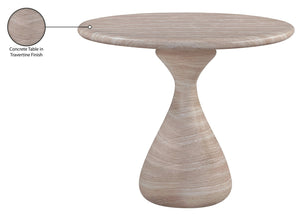 Meridian Furniture Sano Round Concrete Pedestal Dining Table Art Deco Sculptural Base Indoor Outdoor Use Travertine 36 inches 77041Travertine-DT36