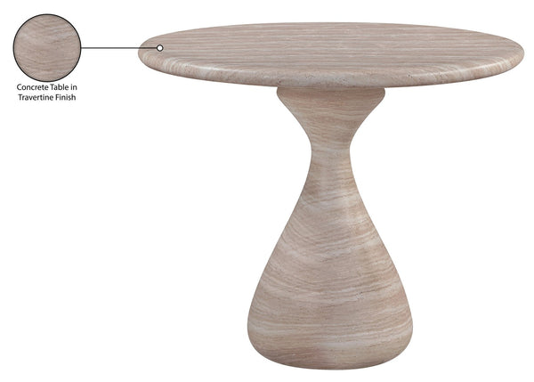 Meridian Furniture Sano Round Concrete Pedestal Dining Table Art Deco Sculptural Base Indoor Outdoor Use Travertine 36 inches 77041Travertine-DT36