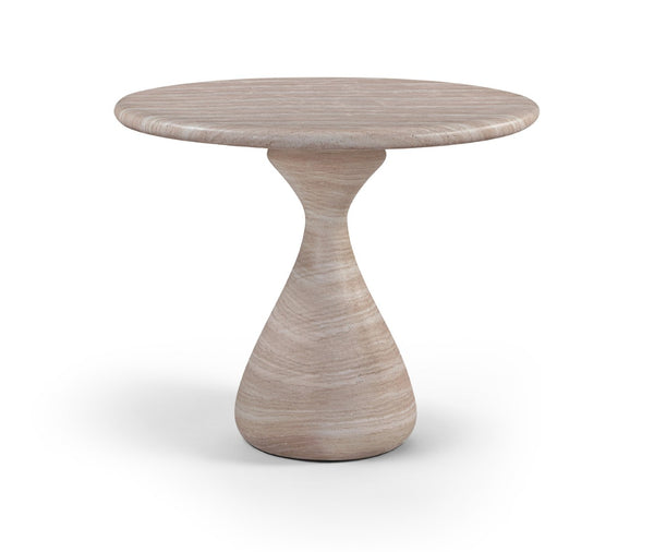Meridian Furniture Sano Round Concrete Pedestal Dining Table Art Deco Sculptural Base Indoor Outdoor Use Travertine 36 inches 77041Travertine-DT36