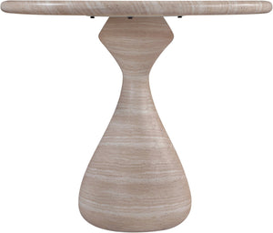 Meridian Furniture Sano Round Concrete Pedestal Dining Table Art Deco Sculptural Base Indoor Outdoor Use Travertine 36 inches 77041Travertine-DT36