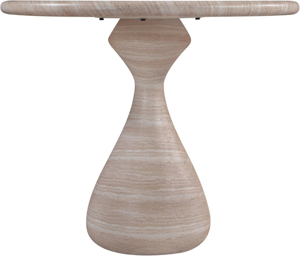 Meridian Furniture Sano Round Concrete Pedestal Dining Table Art Deco Sculptural Base Indoor Outdoor Use Travertine 36 inches 77041Travertine-DT36