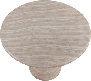Meridian Furniture Sano Round Concrete Pedestal Dining Table Art Deco Sculptural Base Indoor Outdoor Use Travertine 36 inches 77041Travertine-DT36