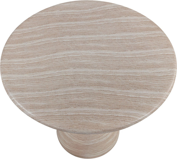 Meridian Furniture Sano Round Concrete Pedestal Dining Table Art Deco Sculptural Base Indoor Outdoor Use Travertine 36 inches 77041Travertine-DT36