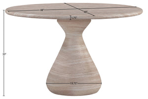 Meridian Furniture Sano Round Concrete Pedestal Dining Table Art Deco Sculptural Base Indoor Outdoor Use Travertine 48 inches 77041Travertine-DT48