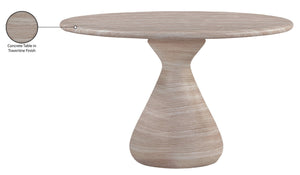 Meridian Furniture Sano Round Concrete Pedestal Dining Table Art Deco Sculptural Base Indoor Outdoor Use Travertine 48 inches 77041Travertine-DT48