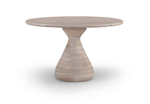 Meridian Furniture Sano Round Concrete Pedestal Dining Table Art Deco Sculptural Base Indoor Outdoor Use Travertine 48 inches 77041Travertine-DT48