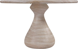 Meridian Furniture Sano Round Concrete Pedestal Dining Table Art Deco Sculptural Base Indoor Outdoor Use Travertine 48 inches 77041Travertine-DT48