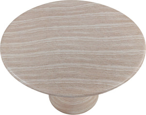 Meridian Furniture Sano Round Concrete Pedestal Dining Table Art Deco Sculptural Base Indoor Outdoor Use Travertine 48 inches 77041Travertine-DT48
