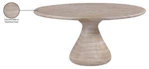 Meridian Furniture Sano Round Concrete Pedestal Dining Table Art Deco Sculptural Base Indoor Outdoor Use Travertine 60 inches 77041Travertine-DT60