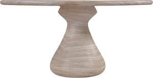 Meridian Furniture Sano Round Concrete Pedestal Dining Table Art Deco Sculptural Base Indoor Outdoor Use Travertine 60 inches 77041Travertine-DT60