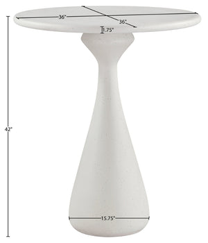 Meridian Furniture Sano Round Concrete Pedestal Bar Table Art Deco Inspired for Indoor Outdoor Entertaining Cream 77043Cream-T