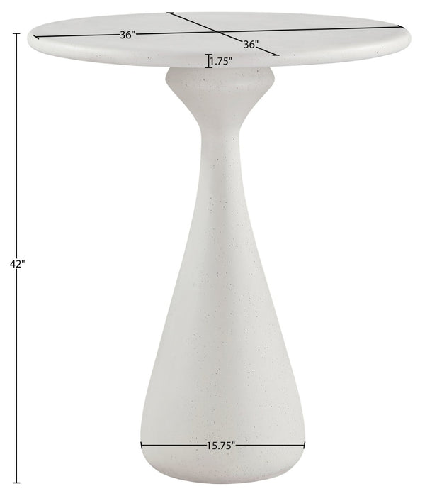 Meridian Furniture Sano Round Concrete Pedestal Bar Table Art Deco Inspired for Indoor Outdoor Entertaining Cream 77043Cream-T