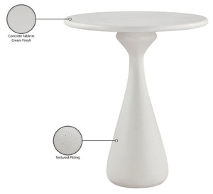Meridian Furniture Sano Round Concrete Pedestal Bar Table Art Deco Inspired for Indoor Outdoor Entertaining Cream 77043Cream-T