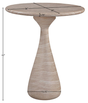 Meridian Furniture Sano Round Concrete Pedestal Bar Table Art Deco Inspired for Indoor Outdoor Entertaining Travertine 77043Travertine-T