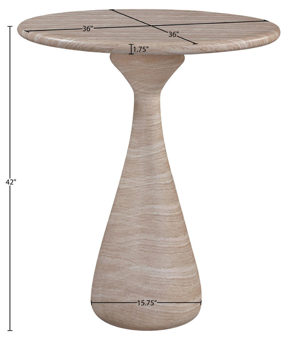 Meridian Furniture Sano Round Concrete Pedestal Bar Table Art Deco Inspired for Indoor Outdoor Entertaining Travertine 77043Travertine-T