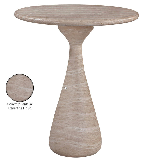 Meridian Furniture Sano Round Concrete Pedestal Bar Table Art Deco Inspired for Indoor Outdoor Entertaining Travertine 77043Travertine-T