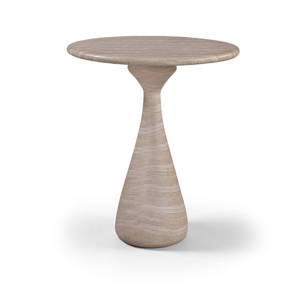 Meridian Furniture Sano Round Concrete Pedestal Bar Table Art Deco Inspired for Indoor Outdoor Entertaining Travertine 77043Travertine-T