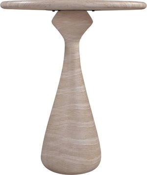 Meridian Furniture Sano Round Concrete Pedestal Bar Table Art Deco Inspired for Indoor Outdoor Entertaining Travertine 77043Travertine-T