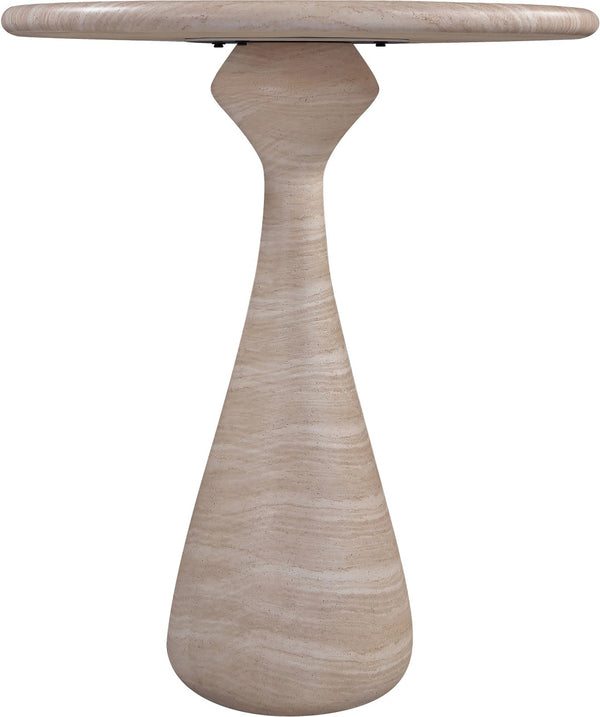 Meridian Furniture Sano Round Concrete Pedestal Bar Table Art Deco Inspired for Indoor Outdoor Entertaining Travertine 77043Travertine-T