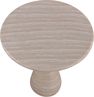 Meridian Furniture Sano Round Concrete Pedestal Bar Table Art Deco Inspired for Indoor Outdoor Entertaining Travertine 77043Travertine-T