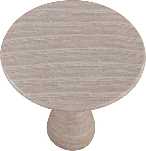 Meridian Furniture Sano Round Concrete Pedestal Bar Table Art Deco Inspired for Indoor Outdoor Entertaining Travertine 77043Travertine-T