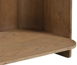Meridian Furniture Calabria Genuine Marble and Solid Oak Console Table with Natural Veining for Modern Interiors Beige / Brown 77045Brown-ST