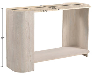 Meridian Furniture Calabria Genuine Marble and Solid Oak Console Table with Natural Veining for Modern Interiors Beige / Cream 77045Cream-ST