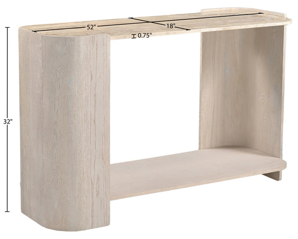 Meridian Furniture Calabria Genuine Marble and Solid Oak Console Table with Natural Veining for Modern Interiors Beige / Cream 77045Cream-ST