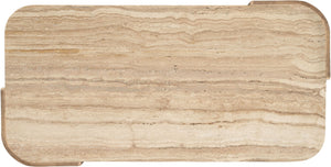 Meridian Furniture Calabria Solid Oak and Genuine Marble Low Profile Coffee Table for Modern Living Room Decor Beige / Natural 77045Natural-CT
