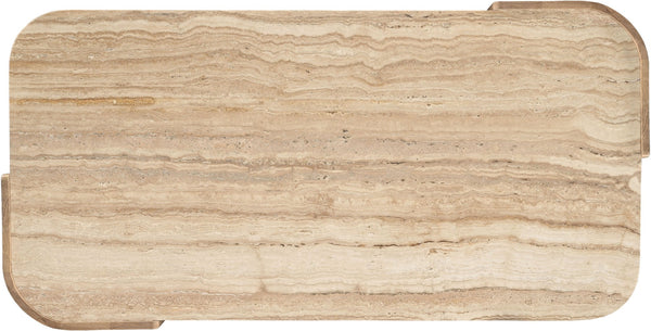 Meridian Furniture Calabria Solid Oak and Genuine Marble Low Profile Coffee Table for Modern Living Room Decor Beige / Natural 77045Natural-CT