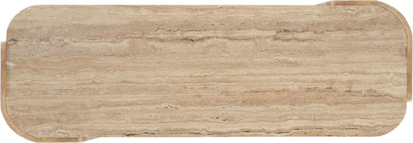 Meridian Furniture Calabria Genuine Marble and Solid Oak Console Table with Natural Veining for Modern Interiors Beige / Natural 77045Natural-ST