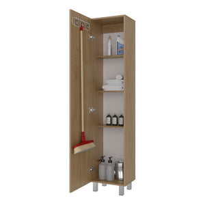 English Elm Vintro Slim Tall Cabinet with Metal Legs Four Interior Shelves for Bedroom Office Natural Wood B200P462883