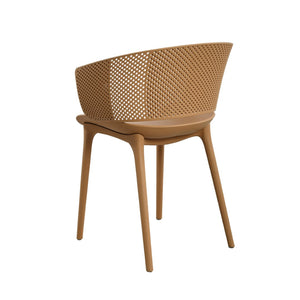 English Elm Gerald Outdoor Stackable Dining Chairs Uv Resistant Molded Plastic Patio Set of 2 Brown Yellow N776P390476Y