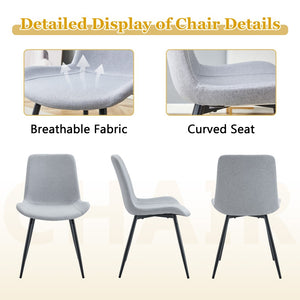 English Elm Table and Chair Set Oval Tempered Glass Top with 8 Linen Seats Light Luxury Dining W1151S04754