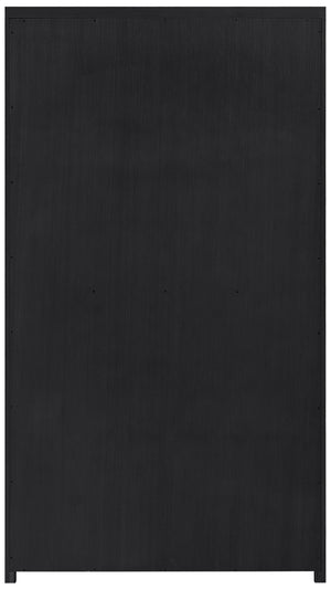 Meridian Furniture Vana Art Deco Tall Cabinet with Cane Front Doors Oak Veneer and Adjustable Interior Shelves Black 77050Black