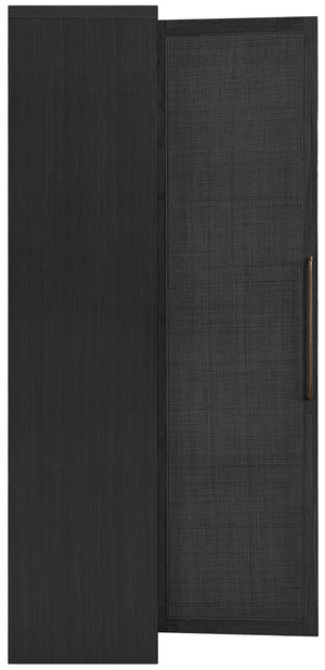 Meridian Furniture Vana Art Deco Tall Cabinet with Cane Front Doors Oak Veneer and Adjustable Interior Shelves Black 77050Black