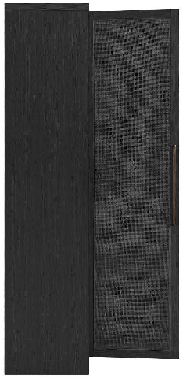 Meridian Furniture Vana Art Deco Tall Cabinet with Cane Front Doors Oak Veneer and Adjustable Interior Shelves Black 77050Black