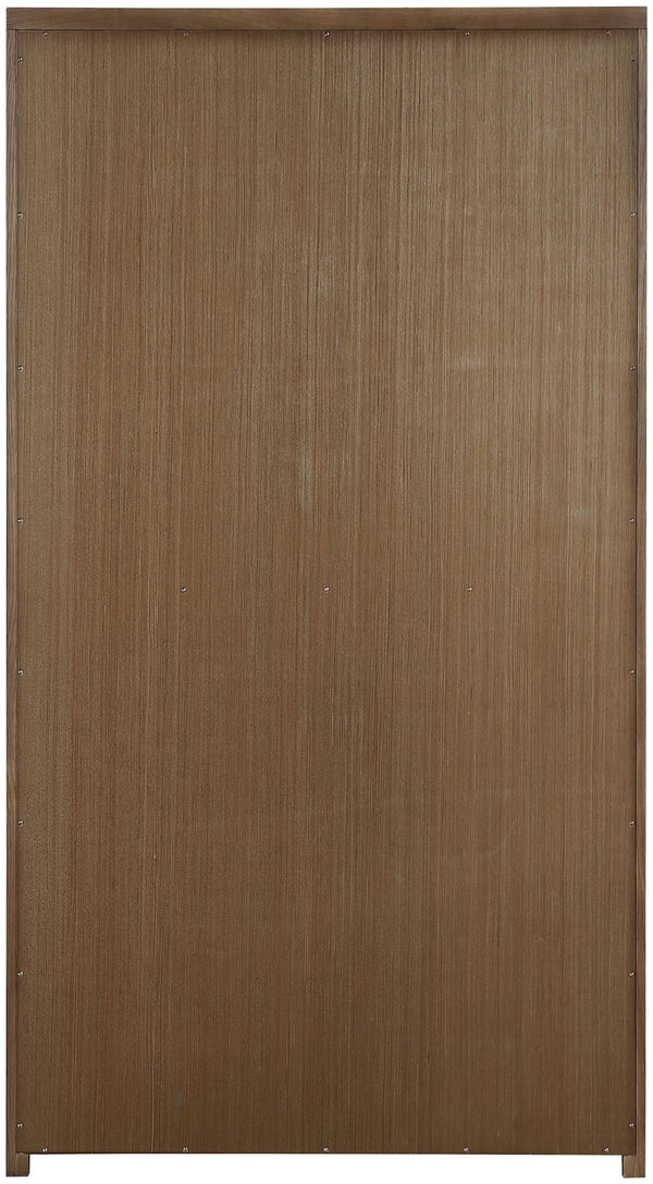Meridian Furniture Vana Art Deco Tall Cabinet with Cane Front Doors Oak Veneer and Adjustable Interior Shelves Brown 77050Brown