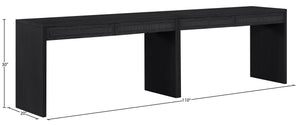 Meridian Furniture Avro Art Deco Two Piece Writing Desk Solid Wood Oak Veneer Cane Panel Home Office 77051Black-T-2PC